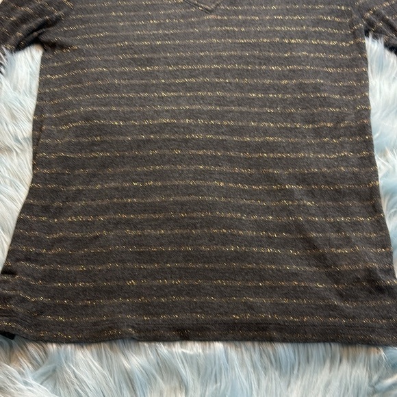Rails Sami V Neck Long Sleeve Charcoal Bronze Stripe Tee sz S - Picture 6 of 9